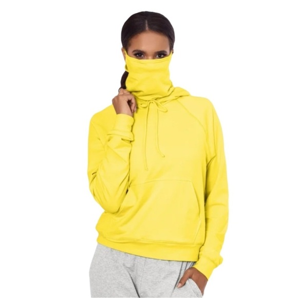 BAM Betsy & Adam Yellow Hoodie with Detachable Mask Lightweight Soft Breathable - Picture 4 of 15